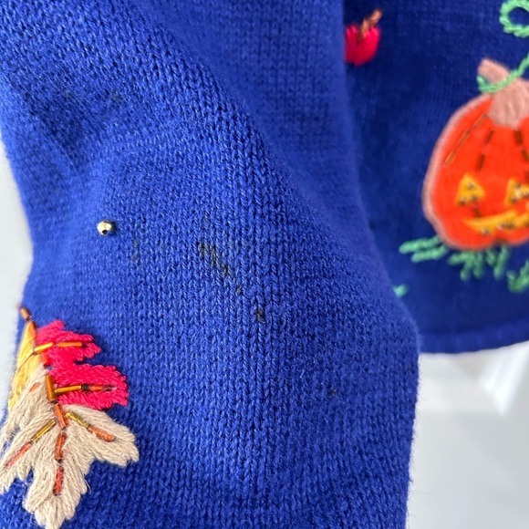 Vintage Arriviste Embellished Knit Cardigan Sweater Size M Fall Pumpkin Harvest - Picture 8 of 12